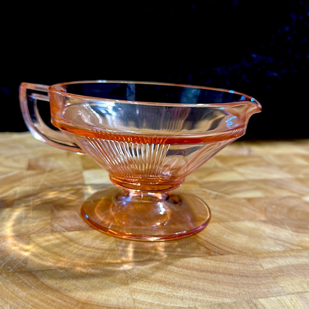 Heisey Glass Pleat & Panel Creamer in Flamingo Pink #1170